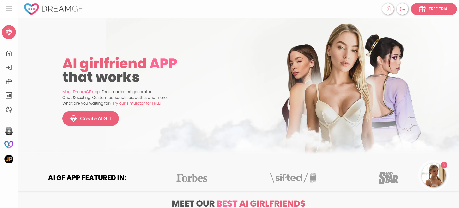 Dream GF Ai companion Dashboard