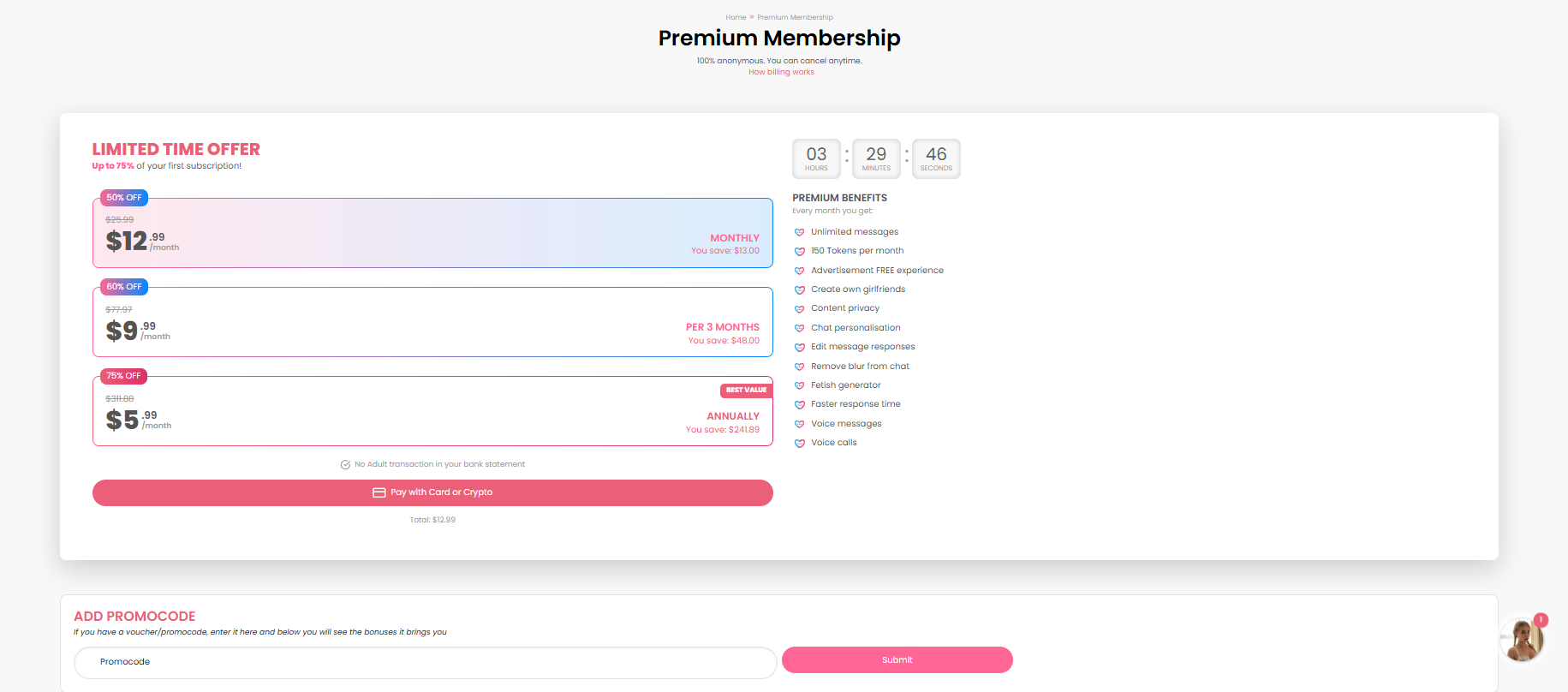 Dream GF Ai companion Pricing
